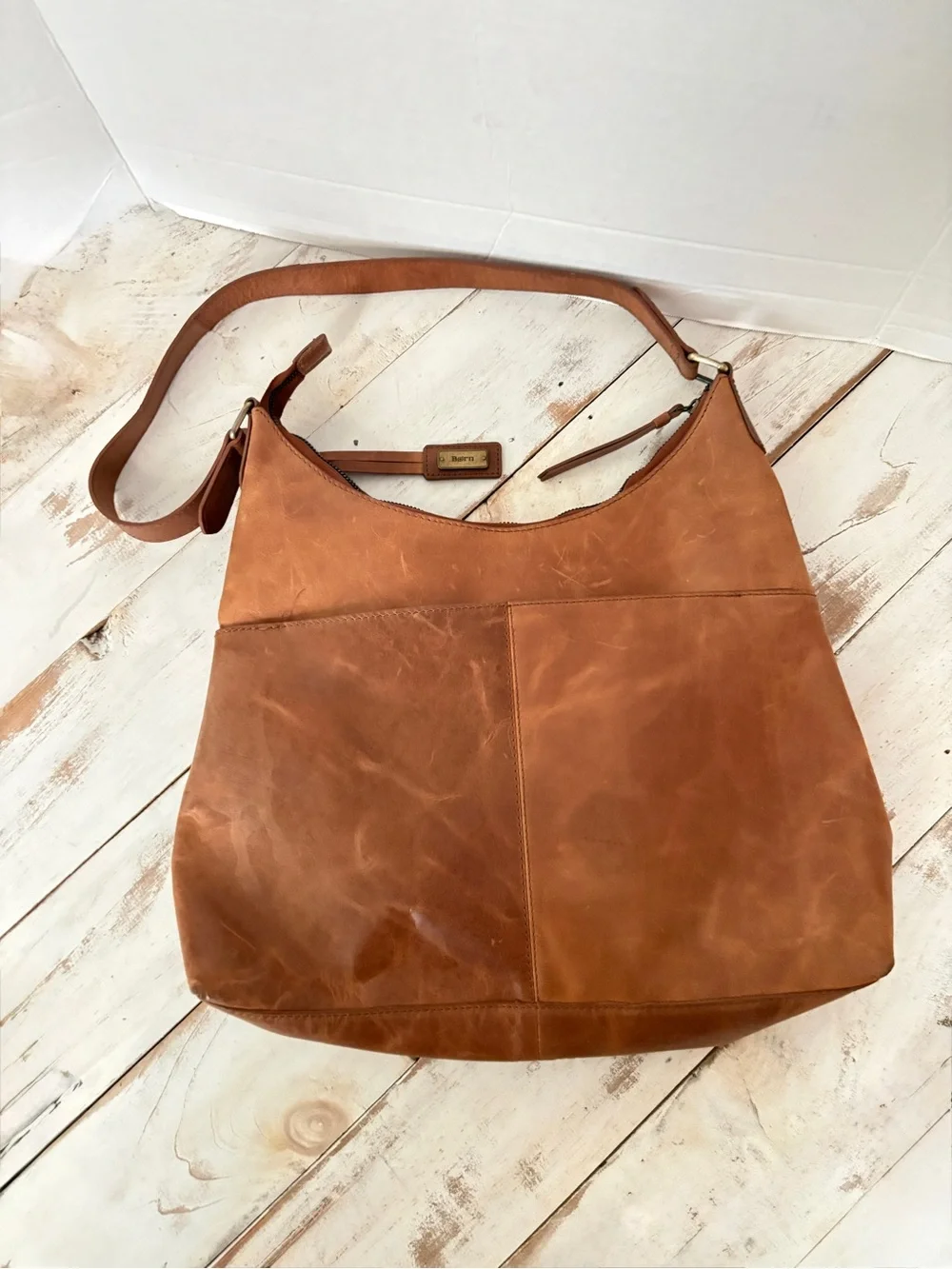 Born whipstitch faux leather hobo bag distressed shoulder purse whipstitch boho